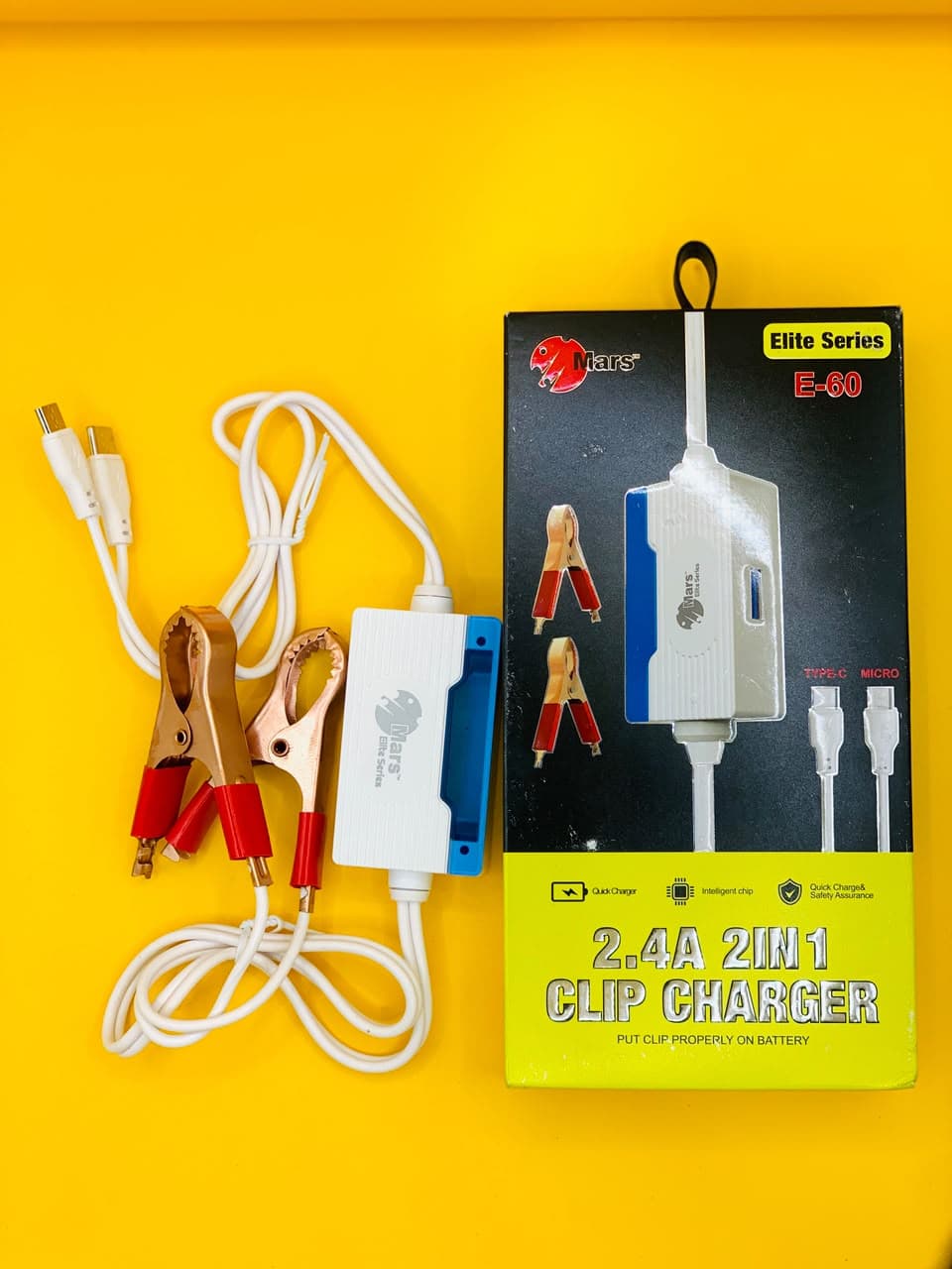 E-60 2.4A 2in 1 Clip Charger